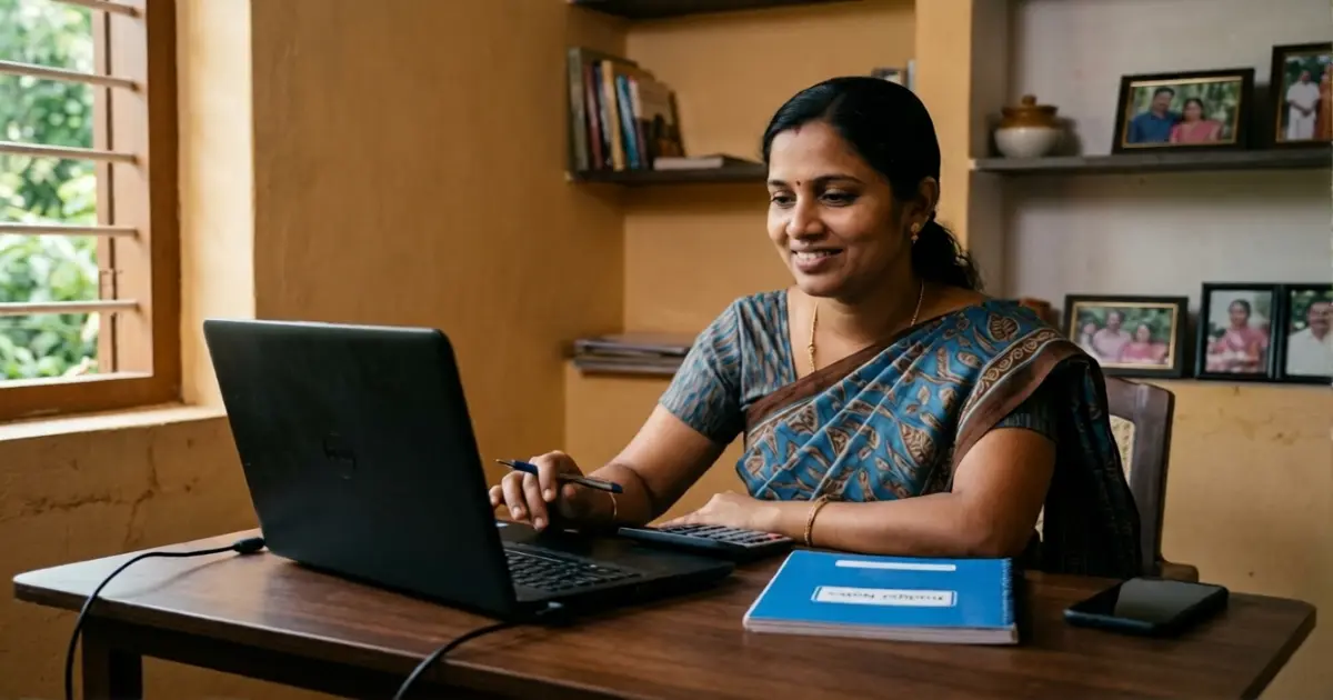 Woman confidently managing her personal finances