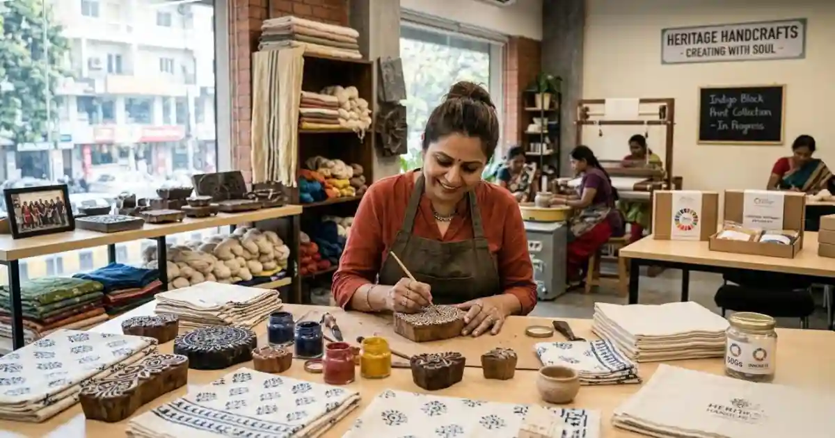 Woman making products