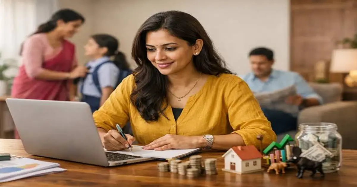 Woman managing her finances and exploring financial services